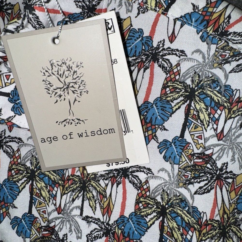 🆕 Age Of Wisdom Mens Button Up Shirt Tropical‎ Surfboards Multi-Color Sz L - Picture 2 of 8